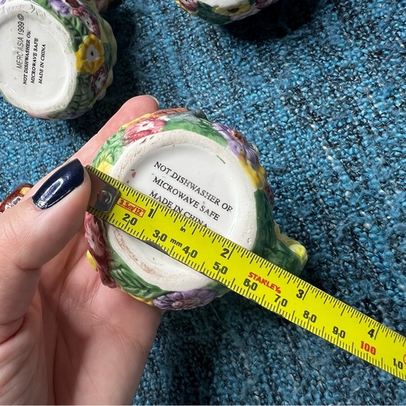 Vintage Merc Asia 1999 Garden Party Ceramic Tea Cups Bunny Rabbit Floral - Picture 9 of 9